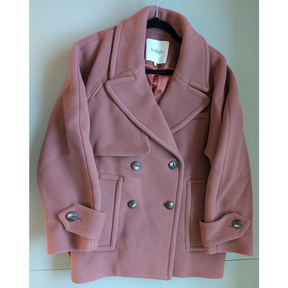 NWT Ba&sh Double Breasted Wool Coat Size 0 US 2 Pink Red - Picture 4 of 12
